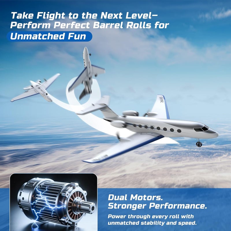 DEERC G650 RC Plane Private Jet,3-CH Remote Control Airplane Toys,2.4GHz 6-axis Gyro Stabilizer RTF Hobby Glider Aircraft Plane Easy to Fly for Beginners Kids Adults - Image 4